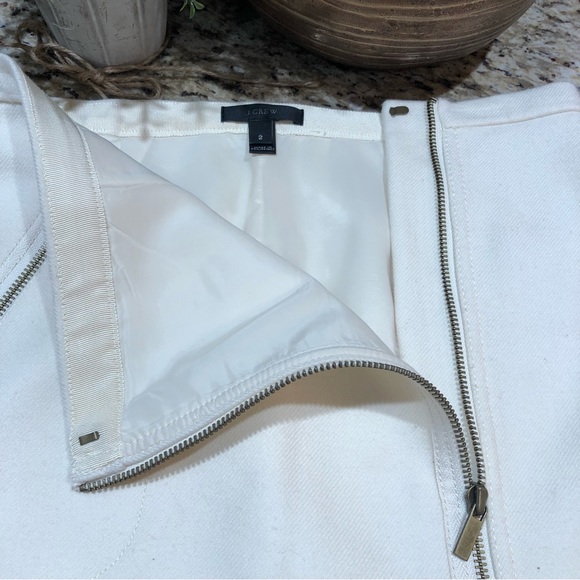 J. Crew Asymmetrical Zip Pencil Skirt In 100% Wool Ivory 2 - Picture 6 of 11